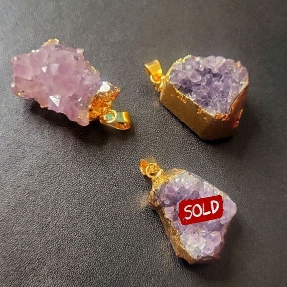 1pc Natural Irregular Amethyst Rock Pendant Healing Crystal Gemstone - Picture 8 of 11